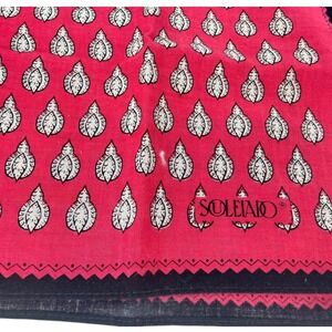 Soleiado French Cotton Bandana Scarf Pink Provencal Block Print Neckerchief